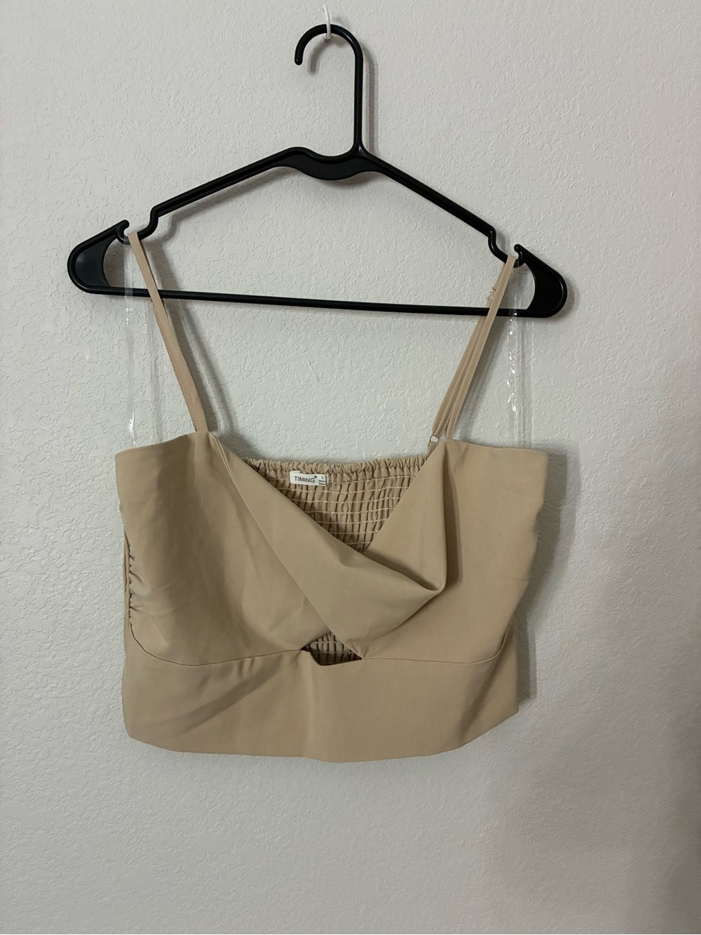 Timing Beige Cowl Neck Crop Top Size L